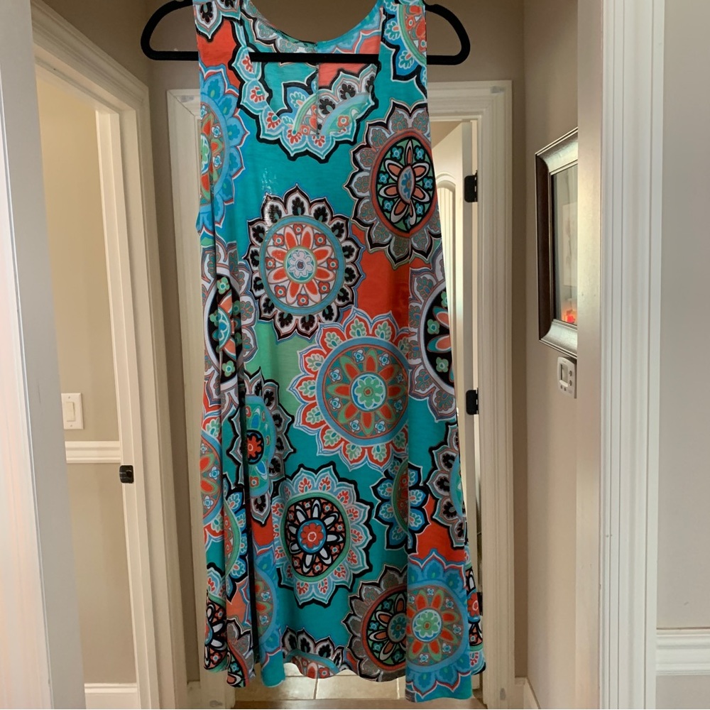Teal and Multi colored boutique tank